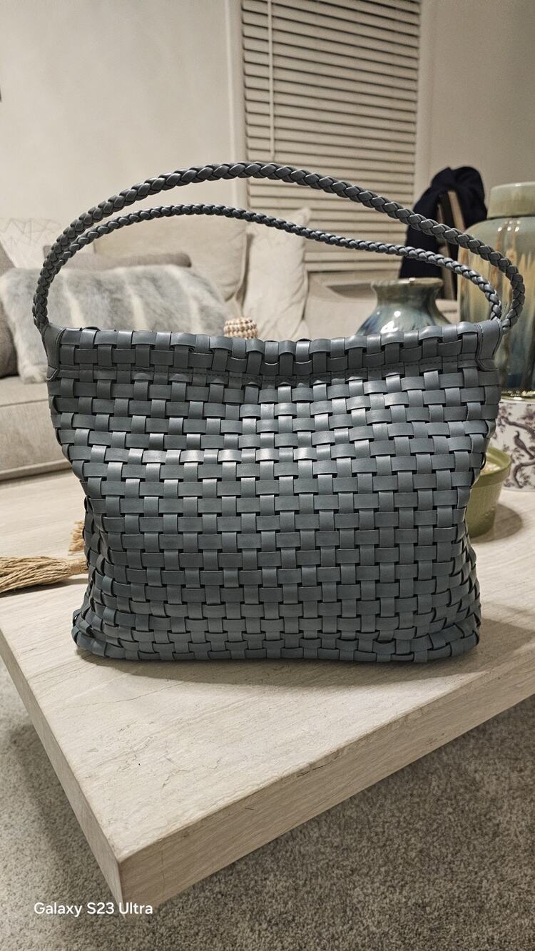 Nine West Woven Shoulder Bag Gray Tote Purse Braided Straps Handbag Used Once